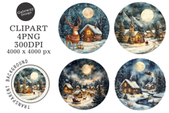 Watercolor Christmas Night Ornament Clipart Product Image 1