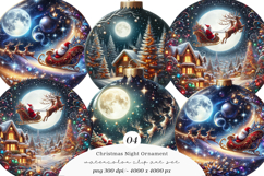 Watercolor Christmas Night Ornament Clipart Product Image 1