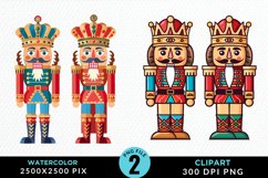 Watercolor Christmas Nutcracker Design Clipart Product Image 1