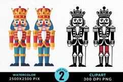 Watercolor Christmas Nutcracker Design Clipart Product Image 1