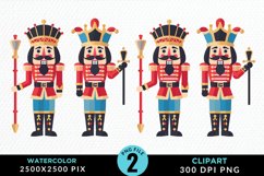 Watercolor Christmas Nutcracker Design Clipart Product Image 1