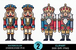 Watercolor Christmas Nutcracker Design Clipart Product Image 1