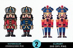 Watercolor Christmas Nutcracker Design Clipart Product Image 1