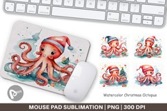 Mouse Pad Watercolor Christmas Octopus Product Image 1