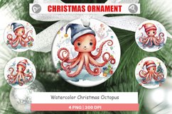 Christmas Ornaments Watercolor Christmas Octopus Product Image 1