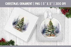 Watercolor Christmas Tree | Ornament Sublimation Design PNG Product Image 1