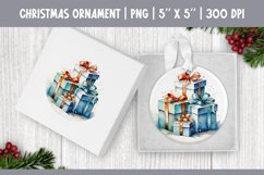 Watercolor Christmas Gift Box | Ornament Sublimation Design Product Image 1