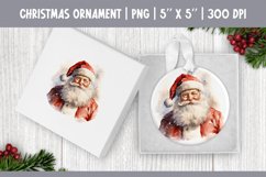 Watercolor Christmas Santa Claus | Ornament Sublimation PNG Product Image 1