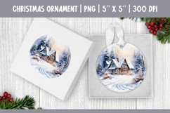 Watercolor Christmas House | Ornament Sublimation Design PNG Product Image 1