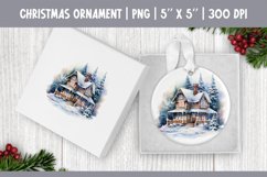 Watercolor Christmas House | Ornament Sublimation Design PNG Product Image 1