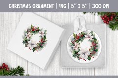 Watercolor Christmas Wreath| Ornament Sublimation Design PNG Product Image 1