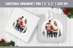 Watercolor Christmas Family Ornament Sublimation Design PNG Product Image 1