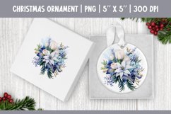 Watercolor Christmas Flowers Ornament Sublimation Design PNG Product Image 1