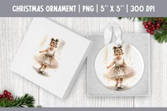 Watercolor Christmas Ballerina Ornament Sublimation Design Product Image 1