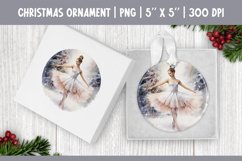 Watercolor Christmas Ballerina Ornament Sublimation Design Product Image 1