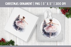 Watercolor Christmas Ballerina Ornament Sublimation Design Product Image 1