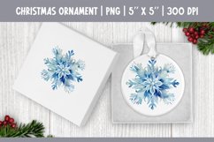 Watercolor Christmas Snowflake Ornament Sublimation Design Product Image 1