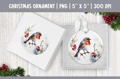 Watercolor Christmas Bird Ornament Sublimation Design PNG Product Image 1