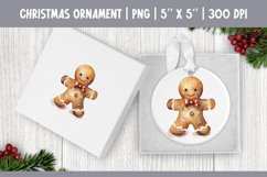 Watercolor Christmas Gingerbread Man Ornament Sublimation Product Image 1