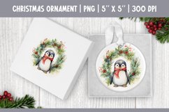 Watercolor Christmas Penguin Ornament Sublimation Design PNG Product Image 1