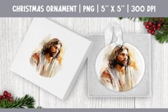 Watercolor Christmas Ornament Sublimation Design PNG | Jesus Product Image 1