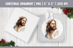 Watercolor Christmas Ornament Sublimation Design PNG | Jesus Product Image 1