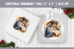 Watercolor Christmas Ornament Sublimation Design Jesus Birth Product Image 1