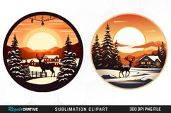 Watercolor Christmas Ornament House PNG Set Clipart Product Image 1
