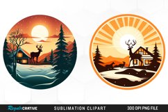 Watercolor Christmas Ornament House PNG Set Clipart Product Image 1