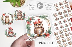 Sticker Watercolor Christmas Owl Product Image 1