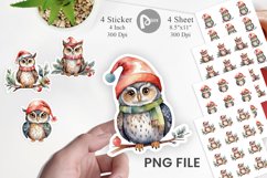 Sticker Watercolor Christmas Owl Product Image 1