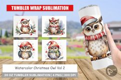 Tumbler Wrap Watercolor Christmas Owl Product Image 1