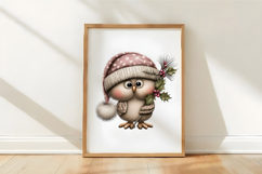 Watercolor Christmas Owls Clipart Product Image 3