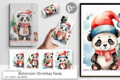 Digital Paper Watercolor Christmas Panda Product Image 1