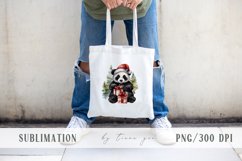 Cute watercolor Christmas panda clipart- 1 png file Product Image 3