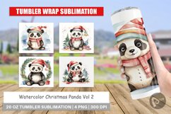 Tumbler Wrap Watercolor Christmas Panda Product Image 1