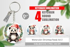 Keychain Watercolor Christmas Panda Product Image 1
