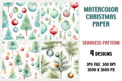 Watercolor Christmas Tree, Digital Paper, Seamless Pattern Product Image 1