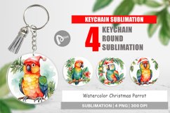 Keychain Watercolor Christmas Parrot Product Image 1
