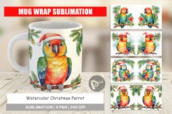 Mug Wrap Design Watercolor Christmas Parrot Product Image 1