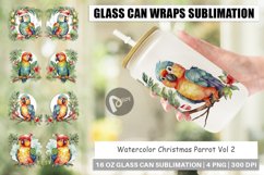 Glass Can Wraps Watercolor Christmas Parrot Product Image 1