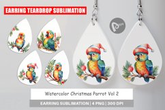 Earring Teardrop Watercolor Christmas Parrot Product Image 1