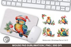 Mouse Pad Watercolor Christmas Parrot Product Image 1