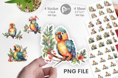 Sticker Watercolor Christmas Parrot Product Image 1