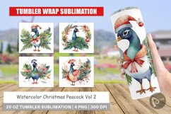 Tumbler Wrap Watercolor Christmas Peacock Product Image 1