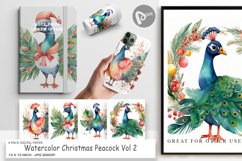 Digital Paper Watercolor Christmas Peacock Product Image 1
