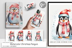Digital Paper Watercolor Christmas Penguin Product Image 1
