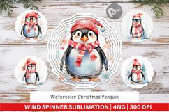 Wind Spinner Watercolor Christmas Penguin Product Image 1