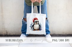 Cute watercolor Christmas penguin clipart- 1 png file Product Image 3