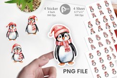 Sticker Watercolor Christmas Penguin Product Image 1